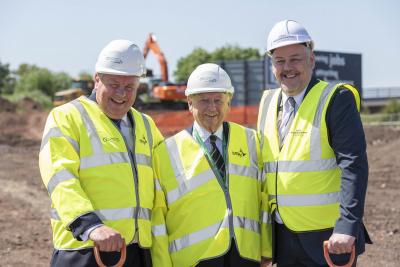 (l-r): Staffordshire County Council Cabinet Member for Economic Growth, Mark Winnington, South Staffordshire Council Leader, Cllr Brian Edwards MBE, and City of Wolverhampton Council Leader, Cllr Ian Brookfield