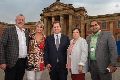 (l-r) Councillor Ian Brookfield, Cllr Beverley Momenabadi (Ettingshall ward), Secretary of State, Robert Jenrick MP, Councillor Zee Russell (Ettingshall ward), and City of Wolverhampton Council Cabinet Member for City Economy, Councillor Harman Banger