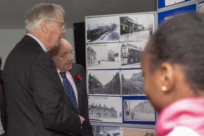 HRH The Duke of Gloucester talks to Heath Town photographer/historian, Vic Collins