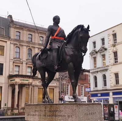 The statue of Prince Albert is wearing an orange sash in support of this year’s Orange Wolverhampton campaign to end gender-based violence