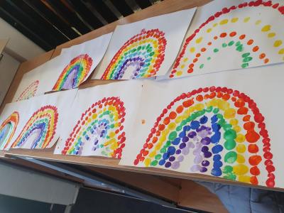 Rainbows of hope designed by children at Bantock Primary School
