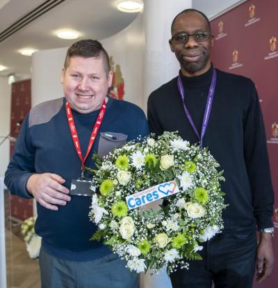 Craig Bood and Everton Simpson laid wreaths at the event