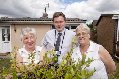 (L-R): Lincoln Green Estate tenants Rosemary Ball and Diane Brookshaw, either side of George Williams, Programme Manager at Wolverhampton Homes