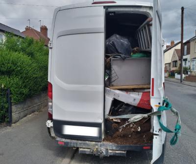 The van as it was seized, laden with waste
