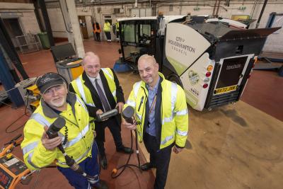 From left, Geoff Bell, environmental services operative; Councillor Steve Evans, cabinet member for city environment and climate change and John Roseblade, director of city housing and environment