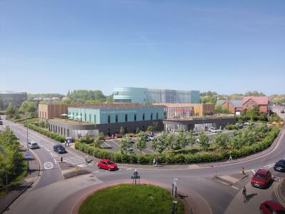 A computer generated image of what the new Bilston health & wellbeing facility could look like next to WV Active Bilston-Bert Williams