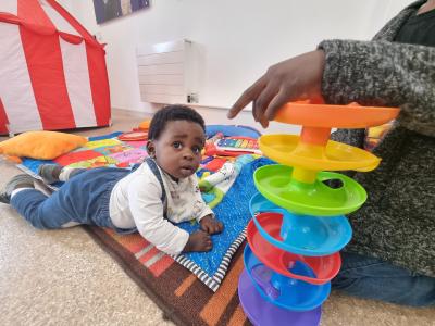 A young visitor enjoys playtime at Low Hill Family Hub