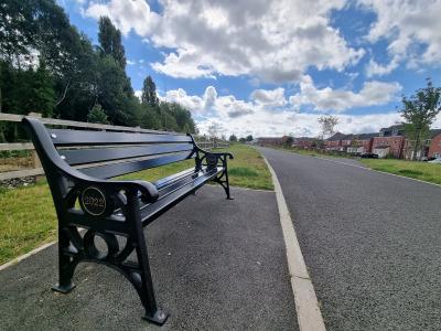 One of the new benches installed at Ward Street under the improvements