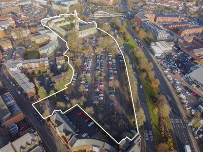 An aerial view of the Wolverhampton city centre St George’s site
