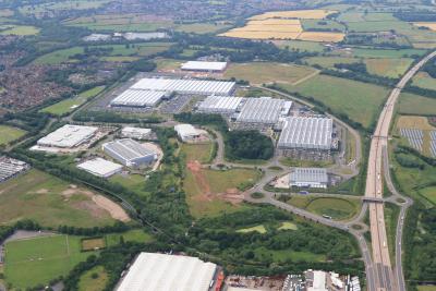 An aerial view of the i54 business park