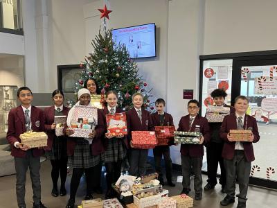 Students at Thomas Telford UTC with their donations