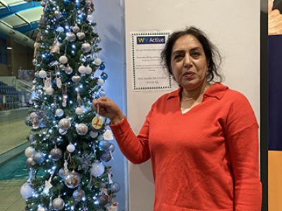 With the Giving Tree at WV Active Central is Councillor Jasbir Jaspal, the City of Wolverhampton Council's Cabinet Member for Adults and Wellbeing