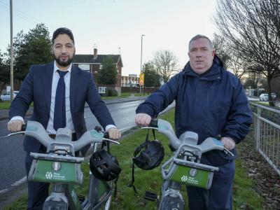 From left: City of Wolverhampton Council’s Cabinet Member for Transport and Green City, Councillor Qaiser Azeem, with Councillor Adrian Andrew, Associate Leader of Walsall Council