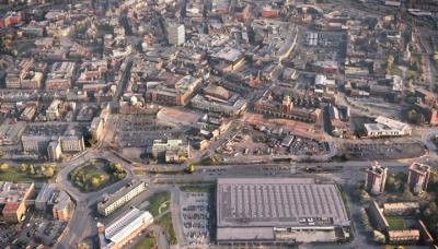 Aerial view of the City Centre West area