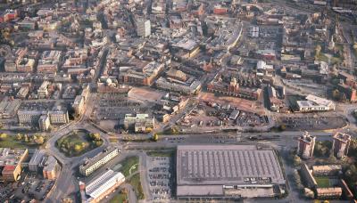An aerial view of the City Centre West area