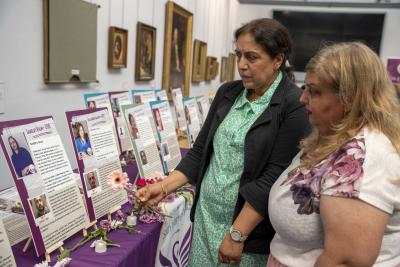 Councillor Jasbir Jaspal, the City of Wolverhampton Council's Cabinet Member for Adults and Wellbeing, joined Sahdaish Pall, the founder of Sikh Women’s Aid, at a day of remembrance and reflection to honour women and girls who lost their lives to domestic abuse and honour-based violence, held at Wolverhampton Art Gallery