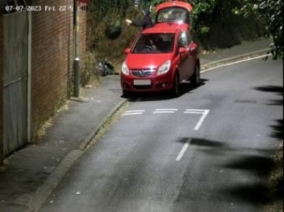 Owen is caught on council CCTV dumping black bags full of waste from a vehicle