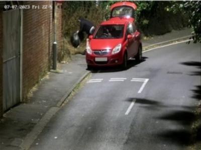 Owen is caught on council CCTV dumping black bags full of waste from a vehicle