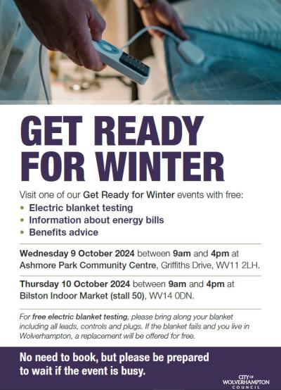 Free electric blanket testing and information on energy bills at city advice days