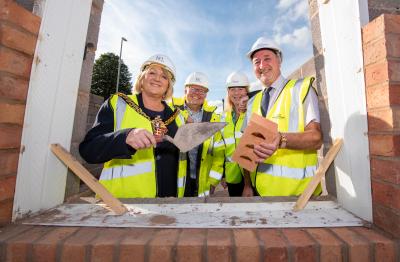 (L-R): Mayor of Wolverhampton, Councillor Linda Leach, Partnership Director at Keon Homes, Matt Beckley, Chief Executive at Black Country Housing Group, Amanda Tomlinson, and City of Wolverhampton Council Deputy Leader and Cabinet Member for Housing, Councillor Steve Evans