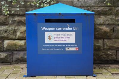 he weapon surrender bin at St Peter’s Collegiate Church, St Peter's Square