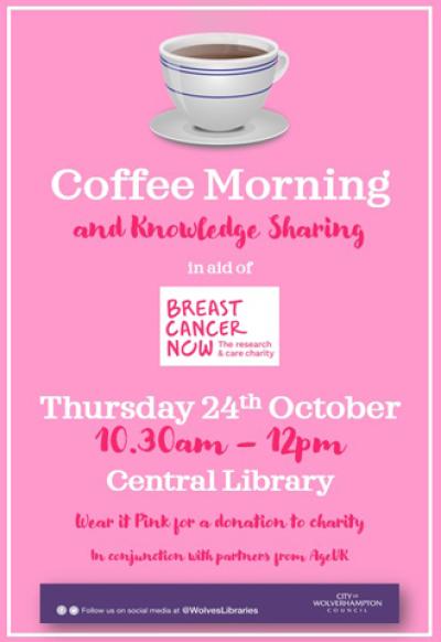 Central Library will be holding a coffee morning and information session later this week to mark October is Breast Cancer Awareness Month