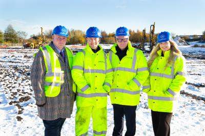 (L-R): Cllr Stephen Simkins, Leader of City of Wolverhampton Council, Dominic Gold, managing director of Goold Estates, Richard Parker, Mayor of the West Midlands and Lara Angell, property manager at Goold Estates