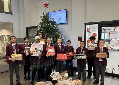 Students at Thomas Telford UTC with their donations