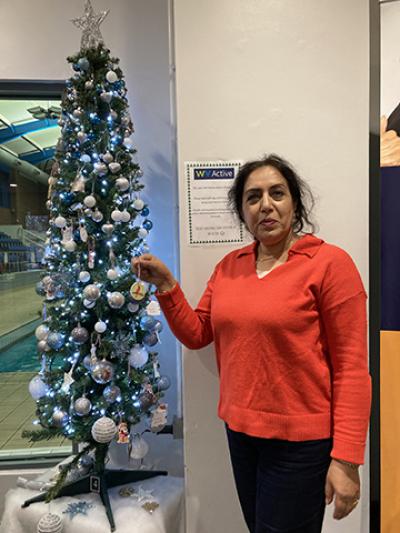 With the Giving Tree at WV Active Central is Councillor Jasbir Jaspal, the City of Wolverhampton Council's Cabinet Member for Adults and Wellbeing